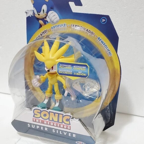 Sonic The Hedgehog Super Silver Action Figure Modern, White Emerald Collectibles - Picture 11 of 11